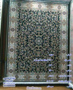 فرش مشهد ۱۲۰۰ شانه طرح ۸۰۲۰۱۲ افشان سرمه ای