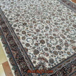 فرش کاشان افشان گل مرغی ۷۰۰ شانه کرمی