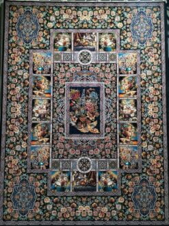 فرش کاشان باغ ارم ۷۰۰ شانه سرمه ای