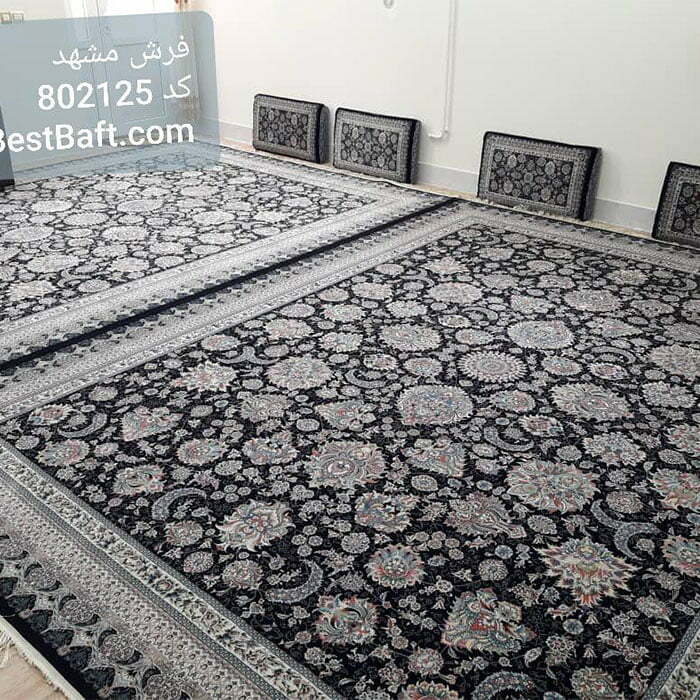 فرش مشهد ۱۲۰۰ شانه کد ۸۰۲۱۲۵ سرمه ای