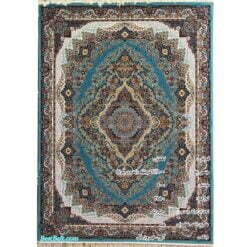 فرش کاشان نیلا 700 شانه آبی فیروزه ای