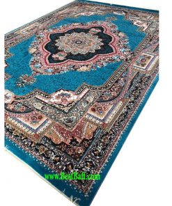 فرش کاشان باغ معلق ۴۴۰ شانه آبی